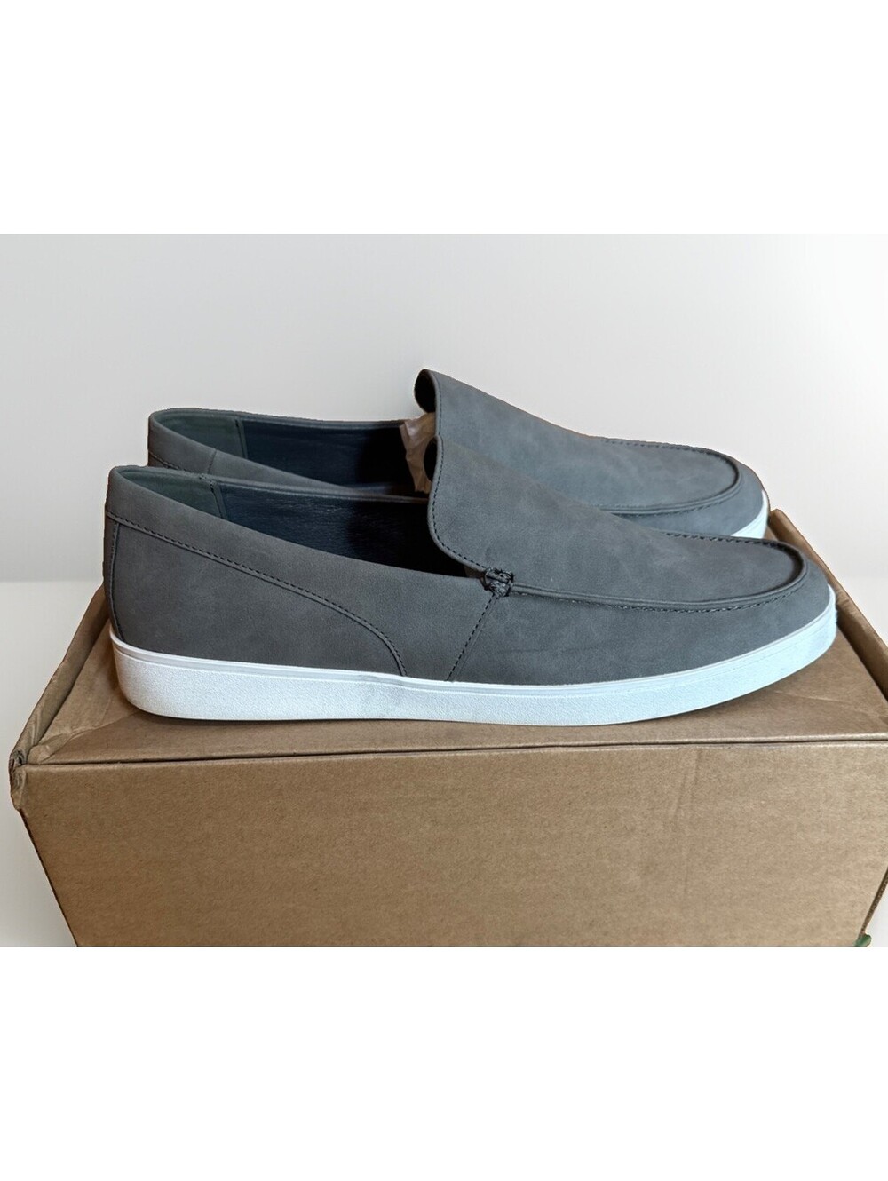 Men’s Amazon Essentials Gray Slip On Casual Loafers Sneakers Shoes Size 12